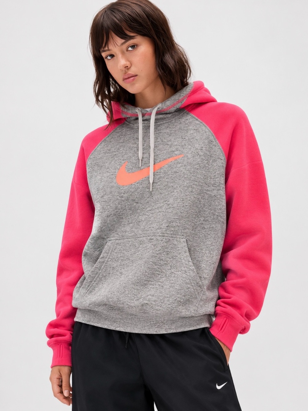Nike Grey Heather & Pink Pullover Hoodie